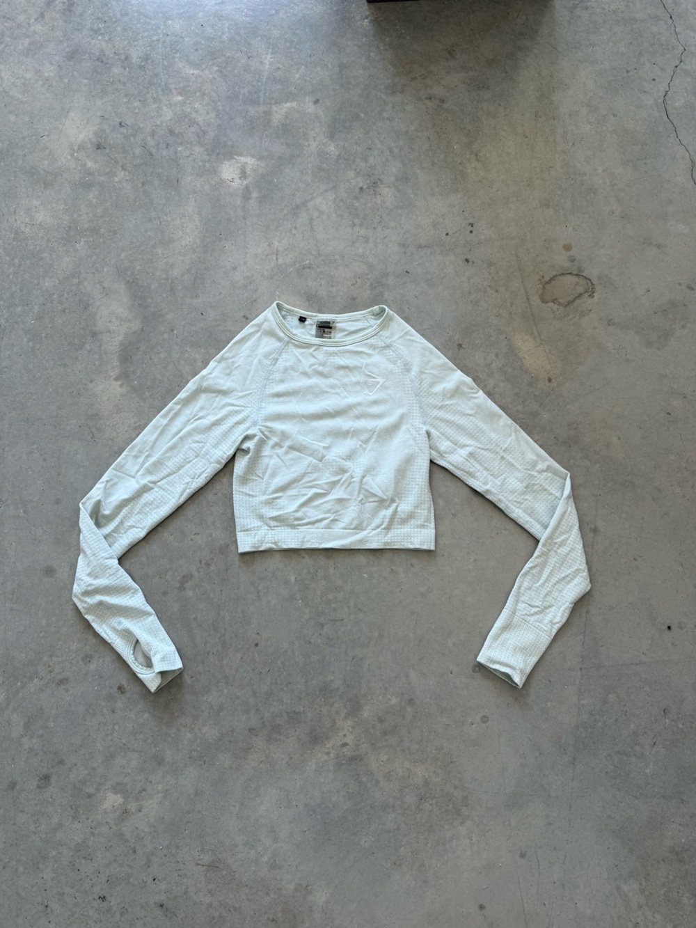 Gymshark Light Blue Cropped Long-Sleeve Thermal Top